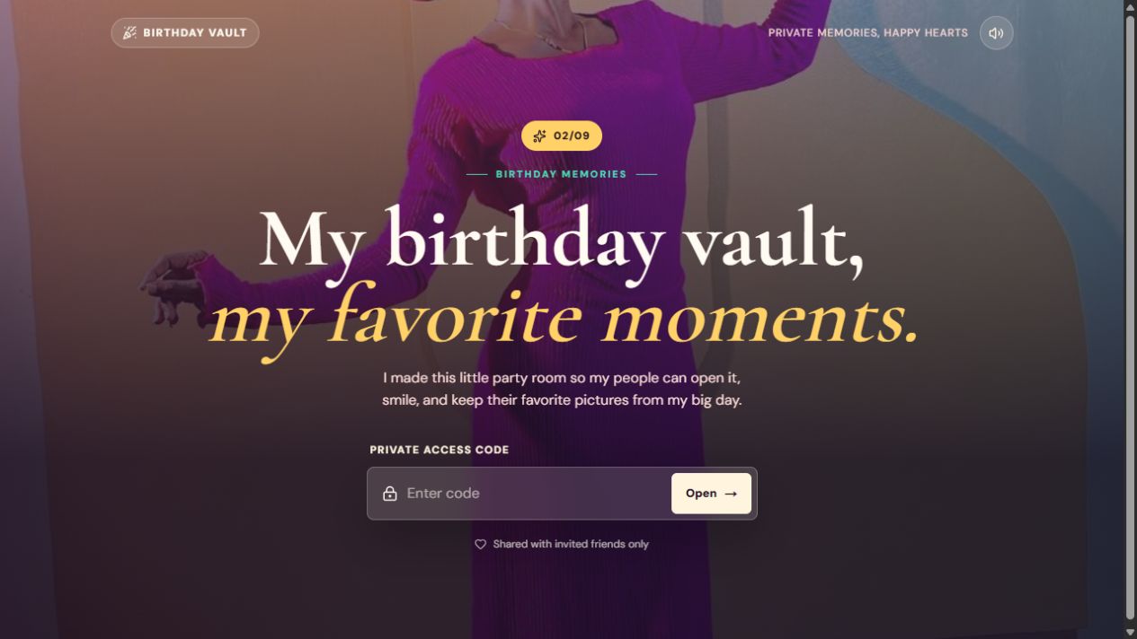 Birthday Vault website preview