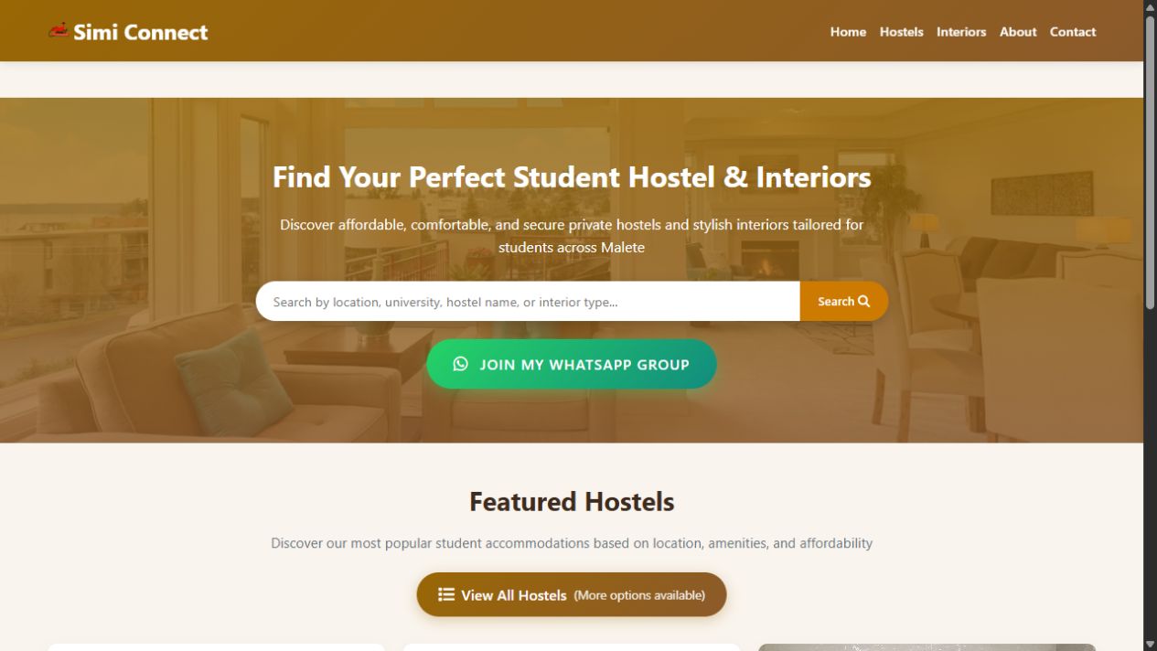 Malete Hostel website preview