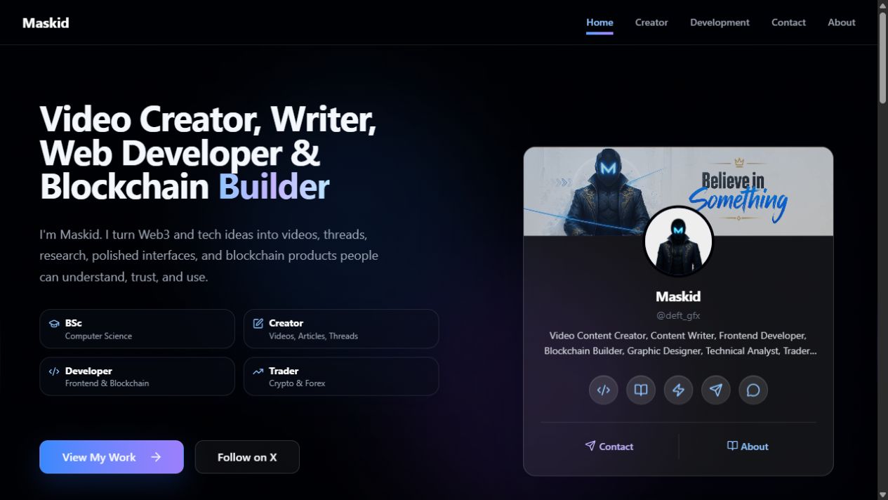 Maskid Portfolio website preview